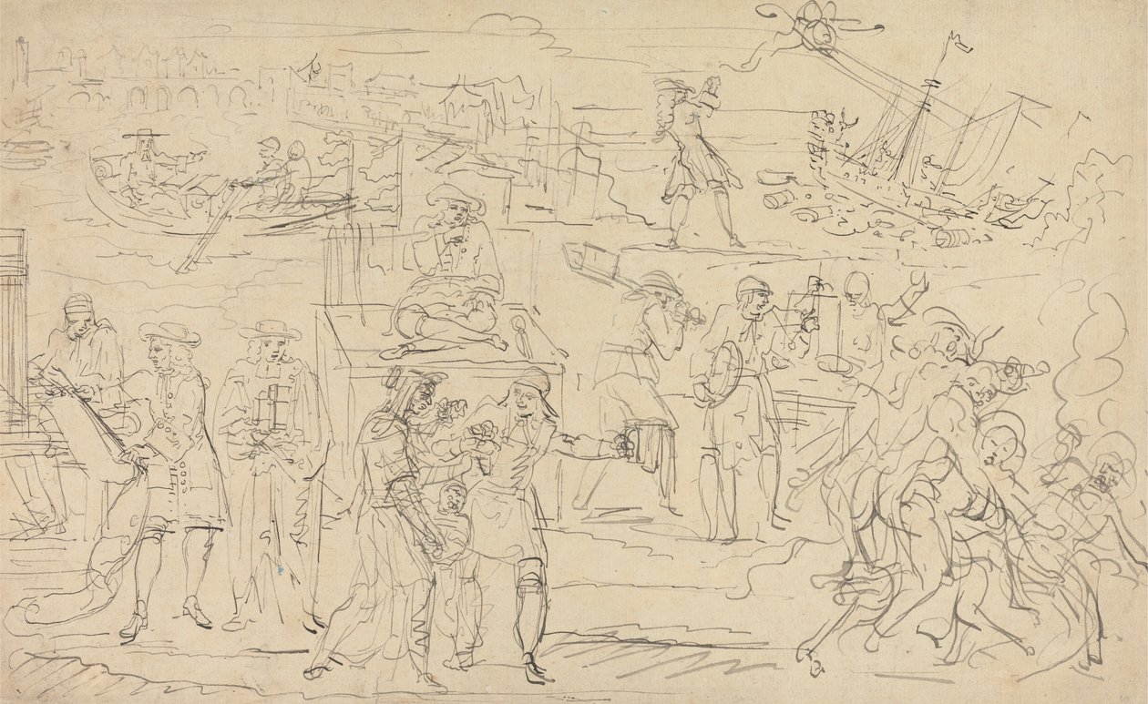 Vlucht van James II door Louis Philippe Boitard