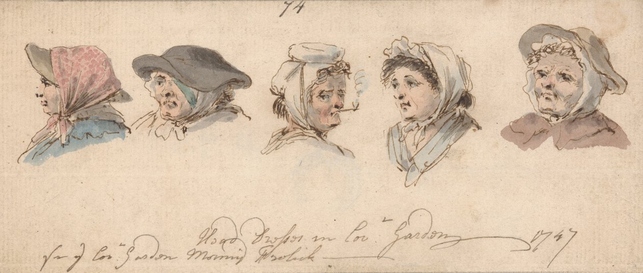Hoofdtooien in Covent Garden door Louis Philippe Boitard
