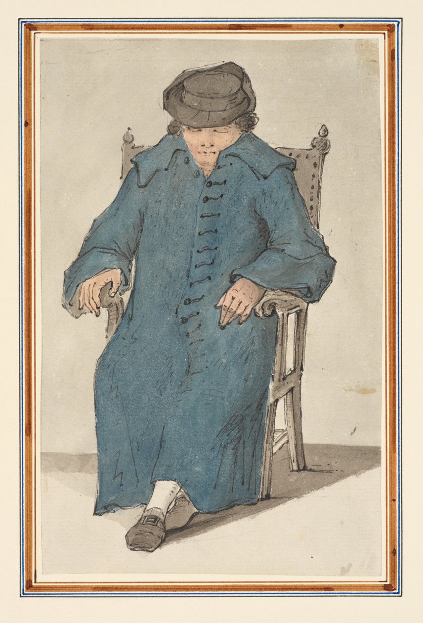Studie van een slapende man, volledig zittend in een stoel door Louis Philippe Boitard