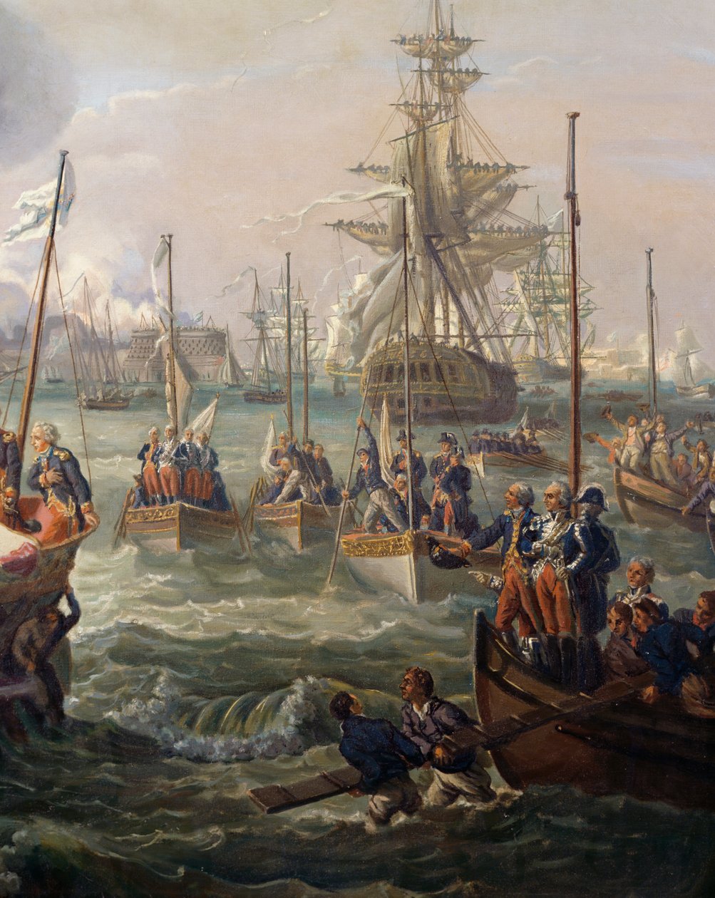 Koninklijke vloot die Lodewijk XVI volgt in Cherbourg op 23 juni door Louis Philippe Crepin