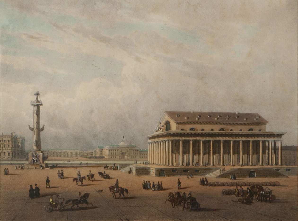 Beurs in Sint-Petersburg, eind jaren 1840 door Louis Pierre Alphonse Bichebois