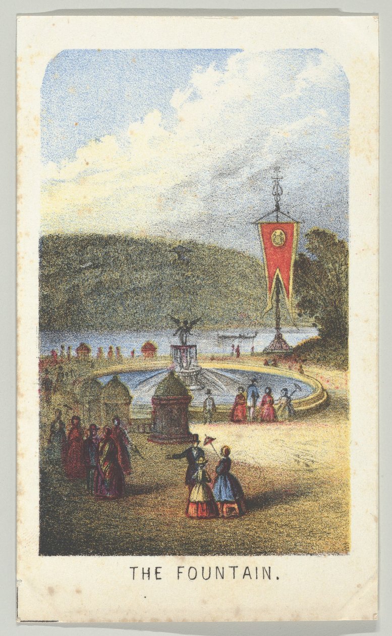De fontein, uit de serie, Uitzichten in Central Park, New York, Deel 3, 1864 door Louis Prang