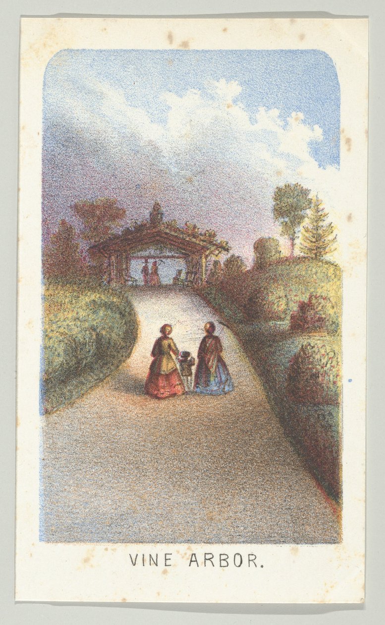 Wijngaardprieel, uit de serie, Uitzichten in Central Park, New York, Deel 3, 1864 door Louis Prang