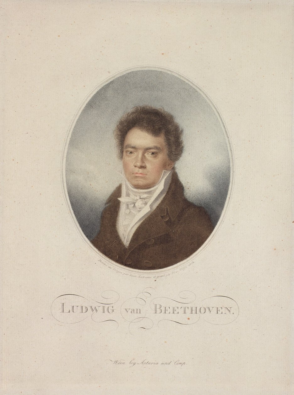 Ludwig van Beethoven (1770-1827) gegraveerd door Blasius Hofel (1792-1863) 1814 door Louis Rene Letronne