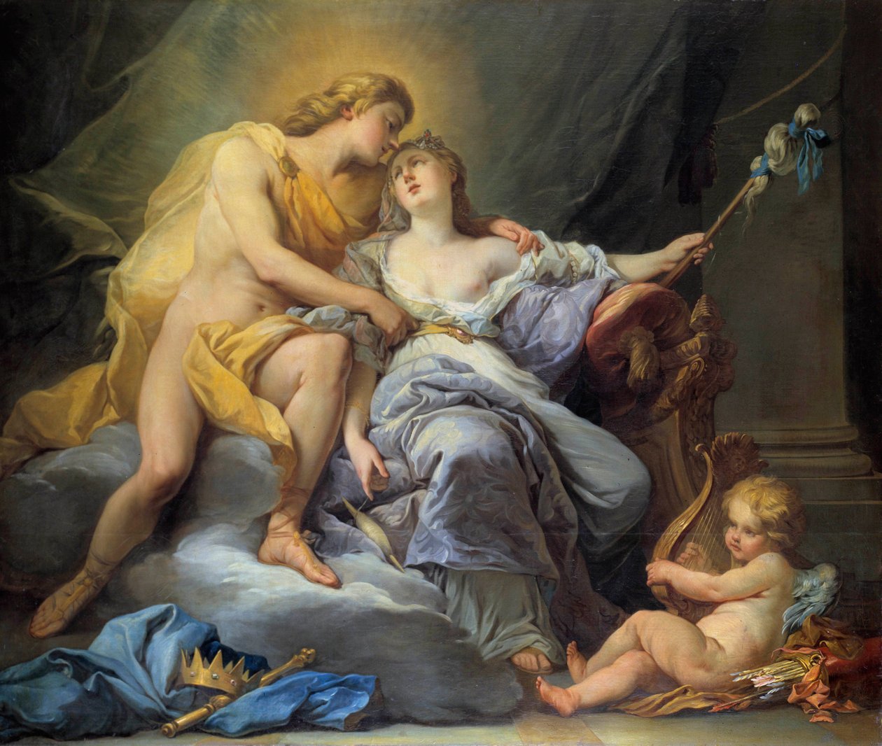 Apollo streelt Leucothoe. Schilderij door Antoine Boizot (1702-1782) 1737. Tours, Museum voor Schone Kunsten door Louis Simon Boizot