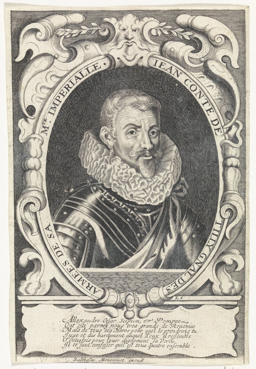 Portret van Johann Tserclaes, Graaf van Tilly door Louis Spirinx