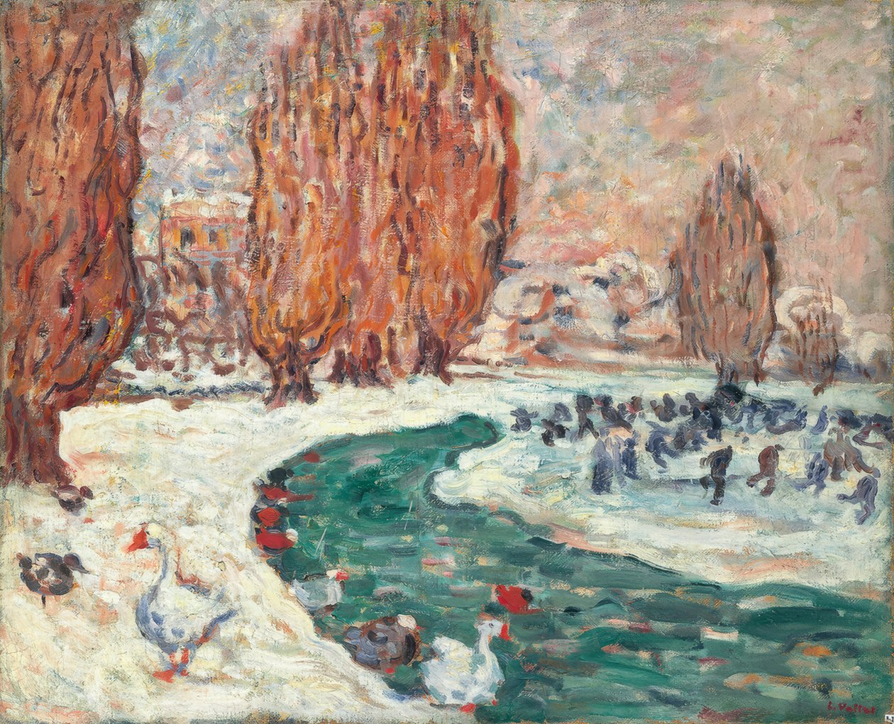 Schaatsers in de winter (De tuin van het Petit Trianón in Versailles) () door Louis Valtat