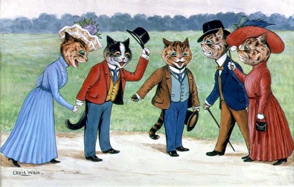 Wandelende Katten door Louis Wain