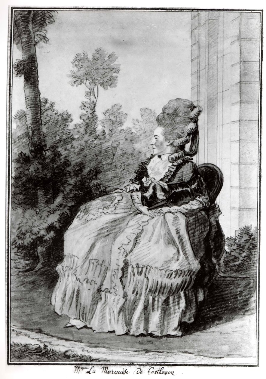 Madame la Marquise de Coëtlogon, ca. 1777 door Louis de Carmontelle