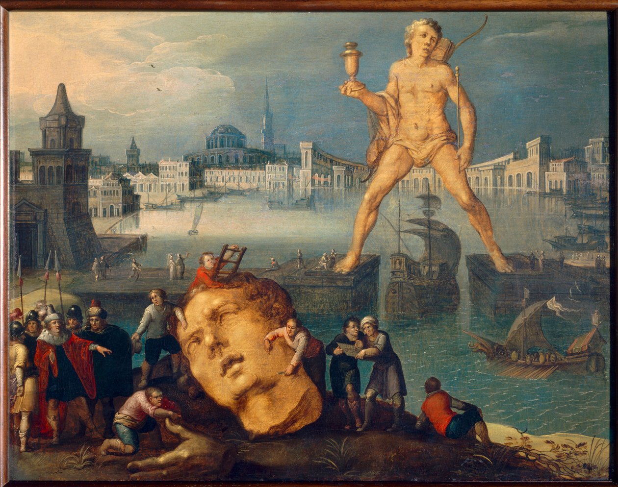 Zeven Wereldwonderen: De Kolossus van Rhodos door Louis de Caulery