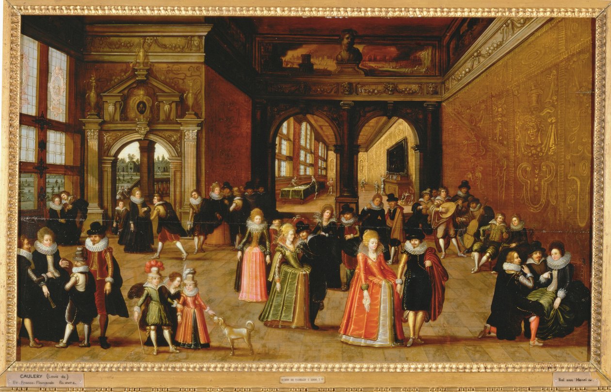 Bal tijdens het bewind van koning Henri IV ... (schilderij op doek) door Louis de Caullery