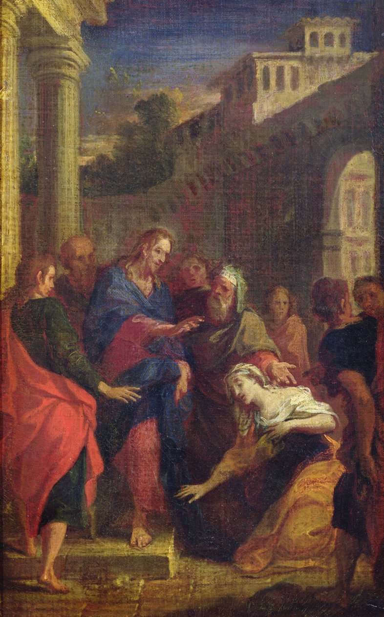 Jezus Geneest de Bloeiende Vrouw door Louis de, the Younger Boulogne