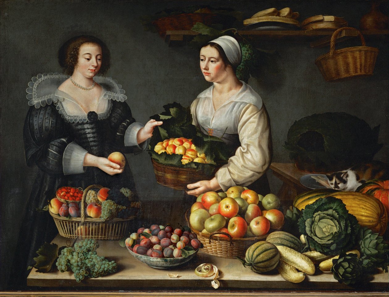 Fruit- en peulvruchtenhandel - De groenteboer ... door Louise (circle of) Moillon