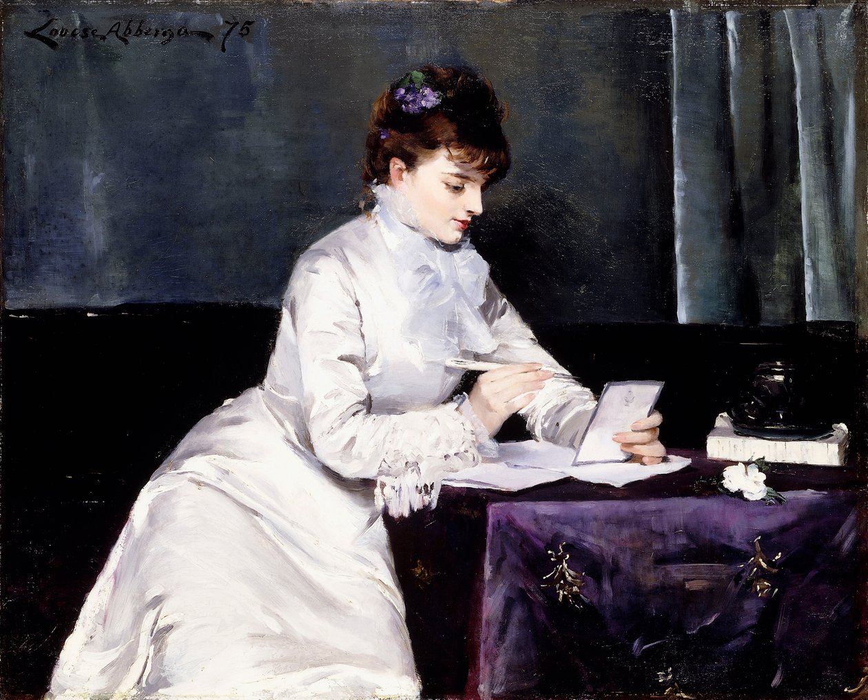 Portret van Madame Lucien Guitry, 1876 door Louise Abbéma