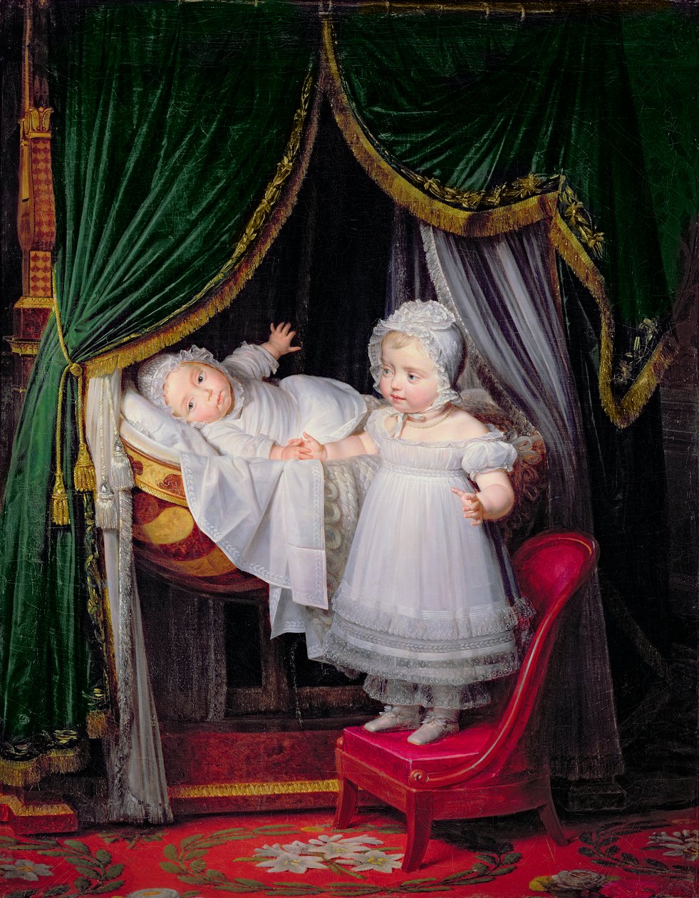 Henri-Charles-Ferdinand van Artois (1820-83) Hertog van Bordeaux en zijn zus Louise-Marie-Therese van Artois (1819-64) in de Tuilerieën door Louise Marie Jeanne Hersent