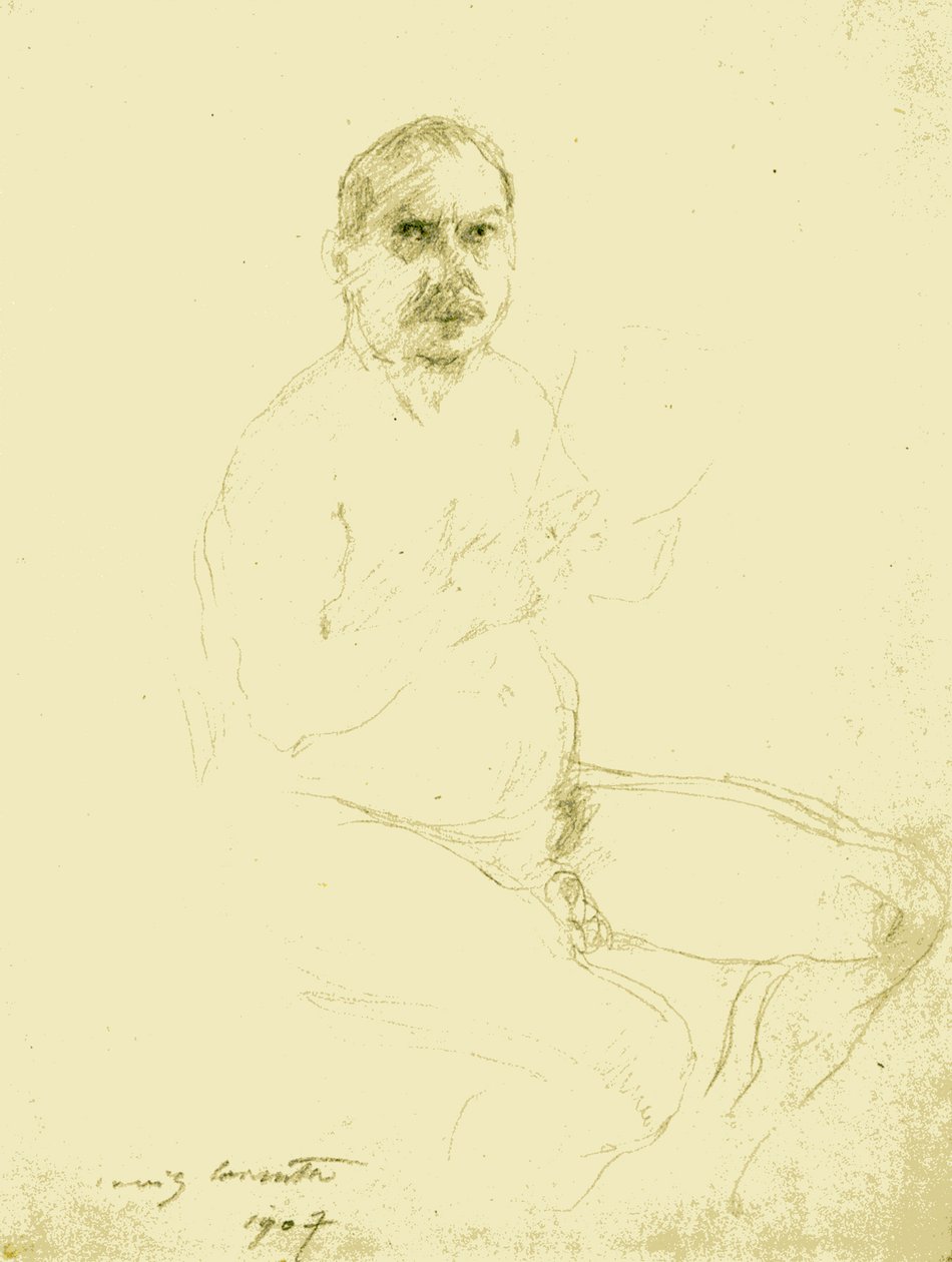 Zelfportret als zittende naakt door Lovis Corinth