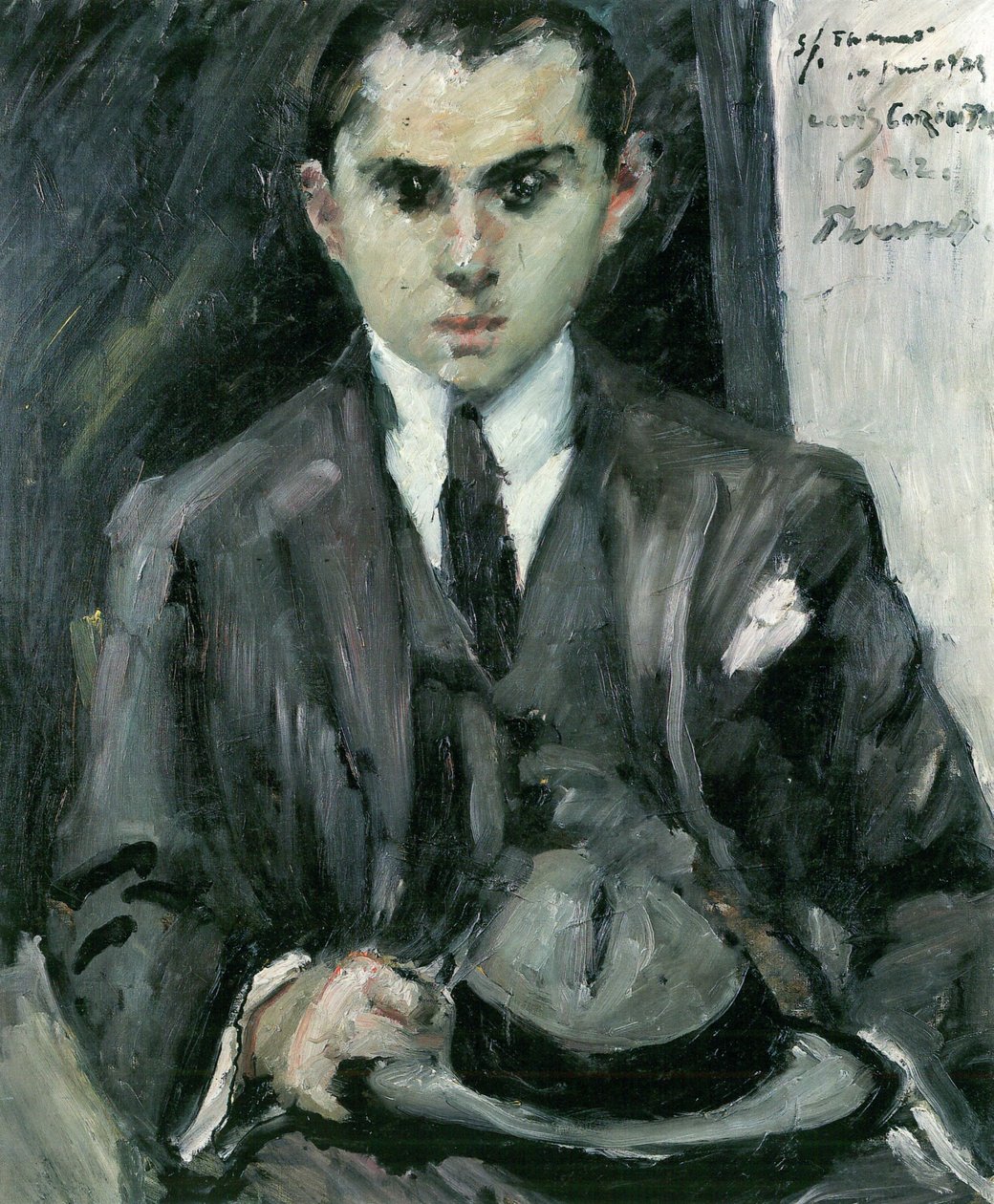 Thomas met hoed in de hand door Lovis Corinth