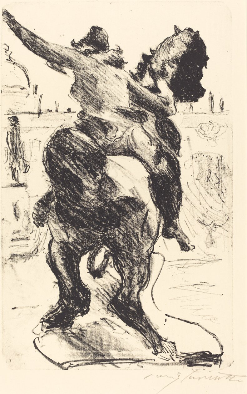 Standbeeld van een Amazone bij het Alte Museum door Lovis Corinth