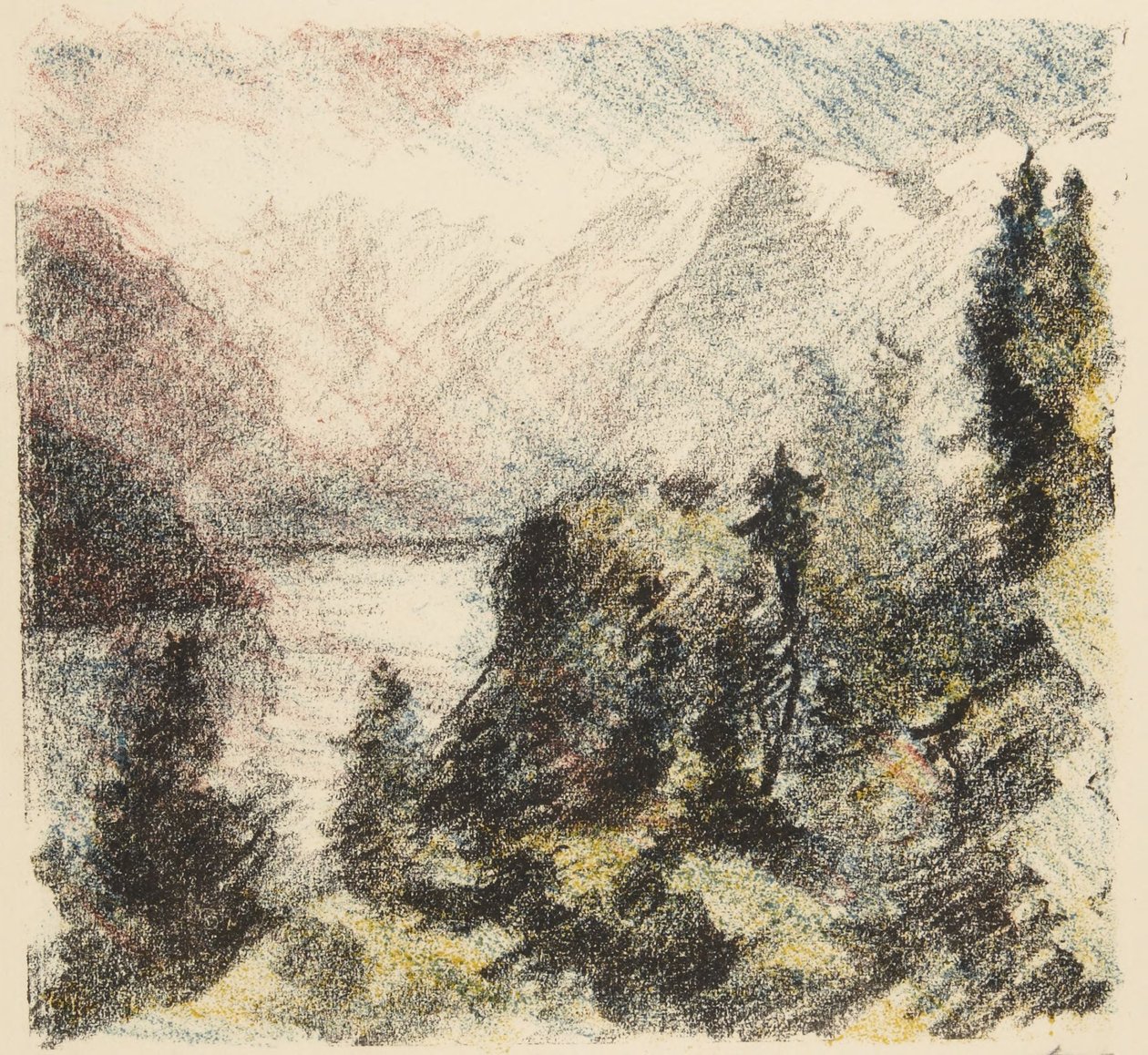 Bergmeer (een uit de reeks van vijf: Zwitserse landschappen) door Lovis Corinth