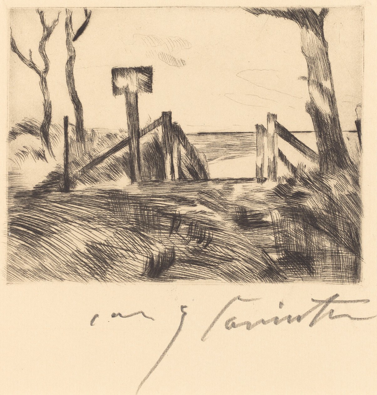 Brug met bord door Lovis Corinth