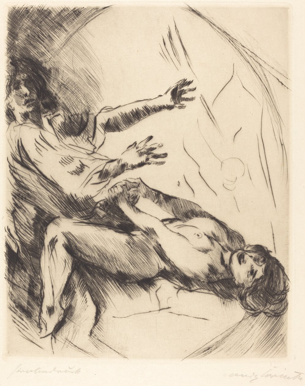 Jozef en de vrouw van Potifar I, 1914 door Lovis Corinth
