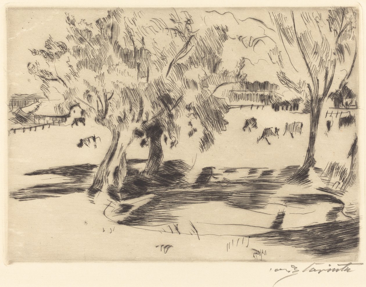 Landschap met Koeien door Lovis Corinth