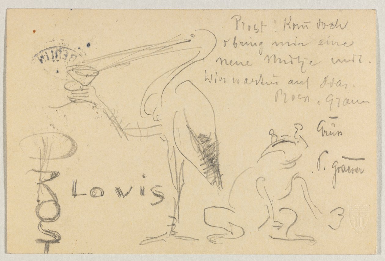 Lovis Corinth aan Carl Strathmann: Postkaart, Poststempel 20. September 1906 door Lovis Corinth