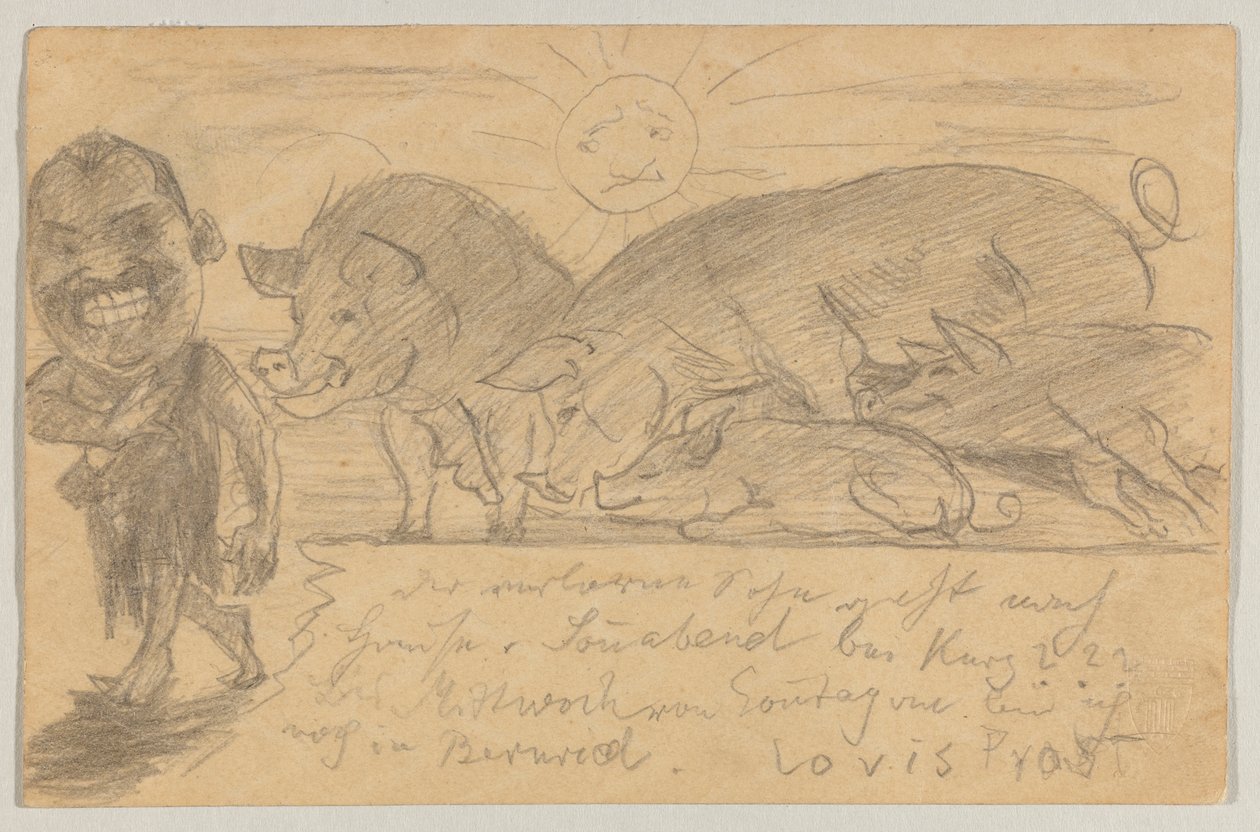Lovis Corinth aan Carl Strathmann: Ansichtkaart, poststempel 25 augustus 1899 door Lovis Corinth