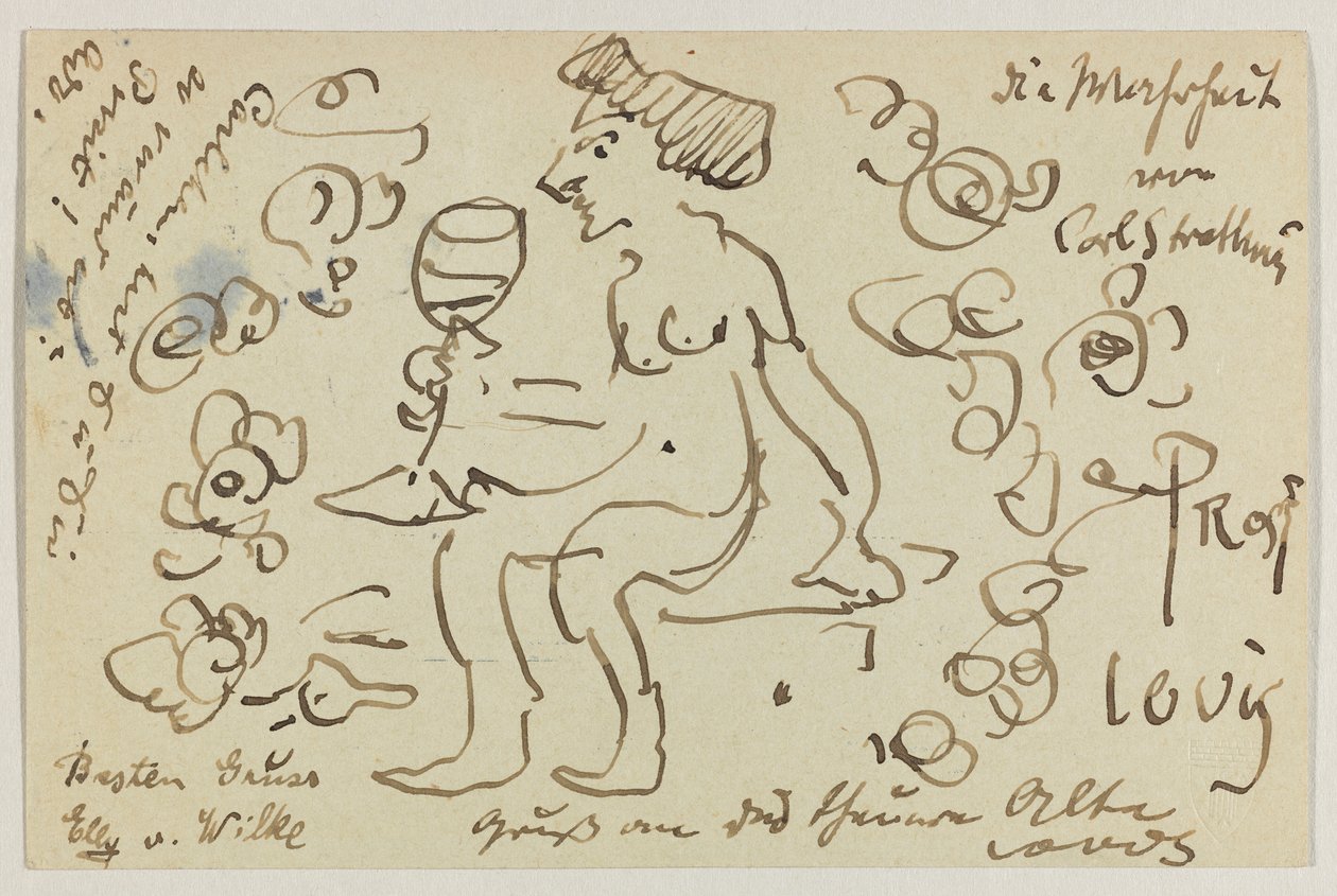 Lovis Corinth aan Carl Strathmann: Postkaart, Poststempel 8 maart 1906 door Lovis Corinth