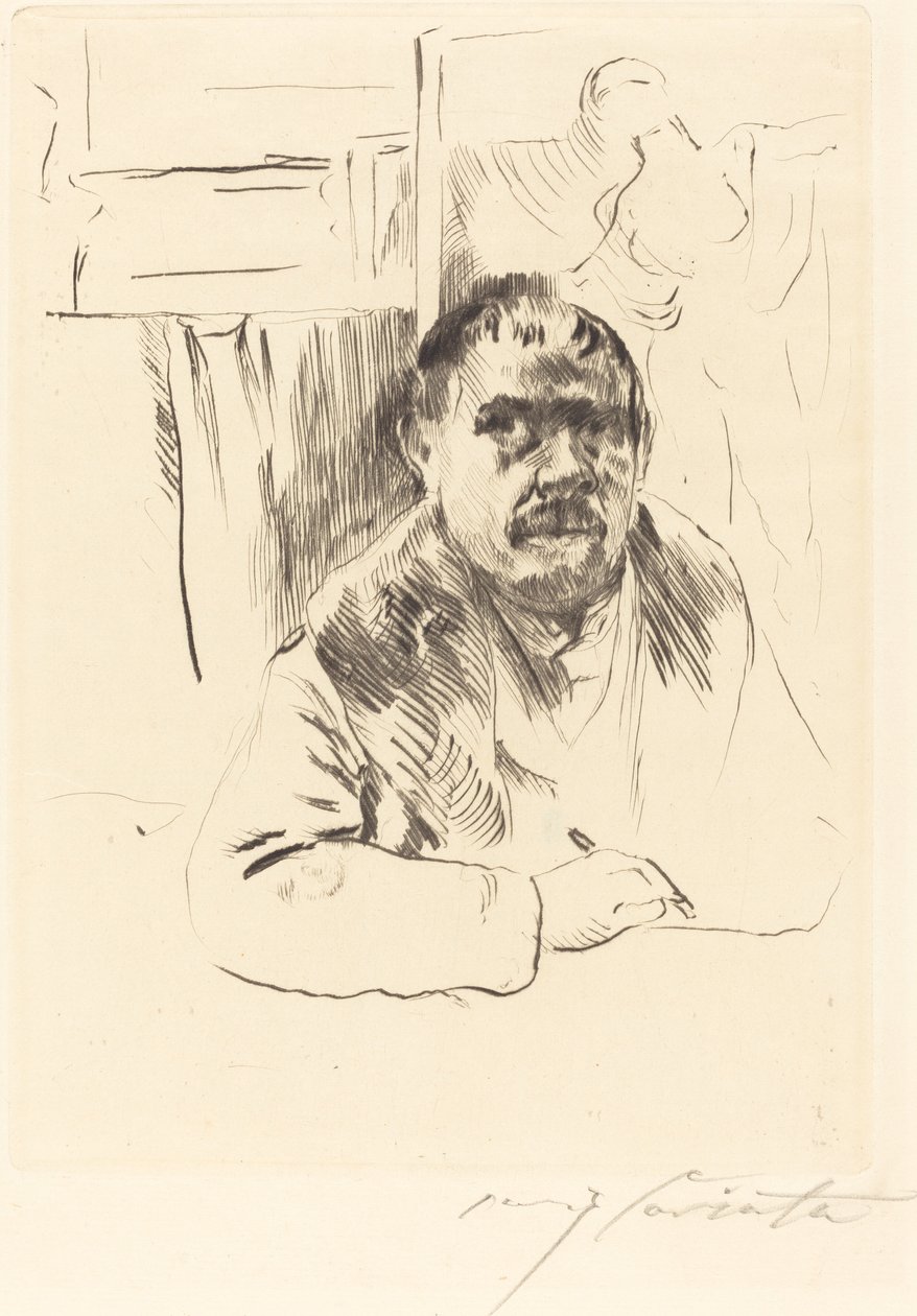 Zelfportret in een Bontjas door Lovis Corinth