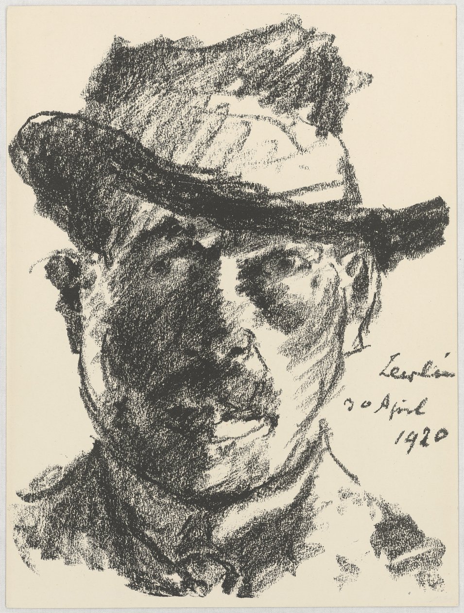 Zelfportret met slappe hoed door Lovis Corinth