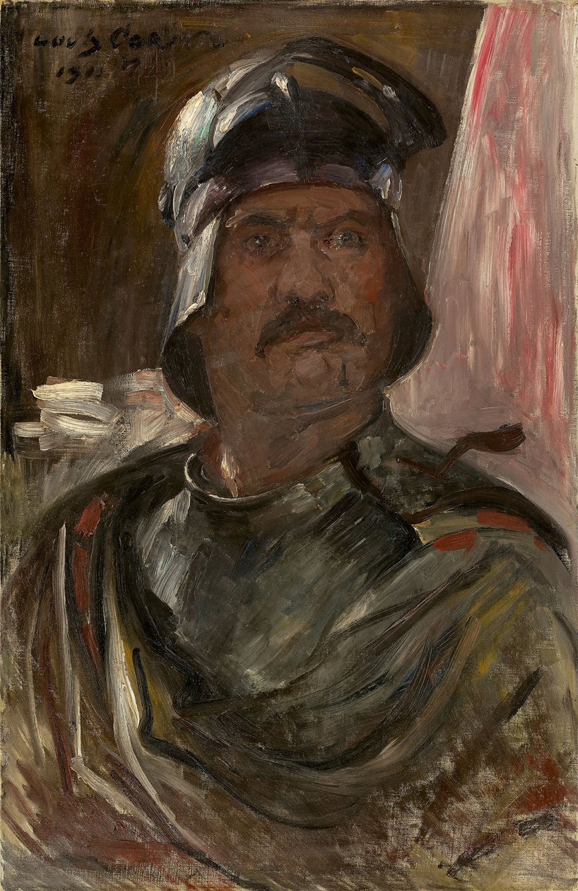 Zelfportret in harnas, 1911 door Lovis Corinth