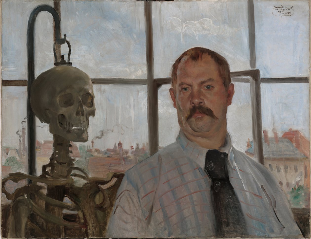Zelfportret met skelet door Lovis Corinth