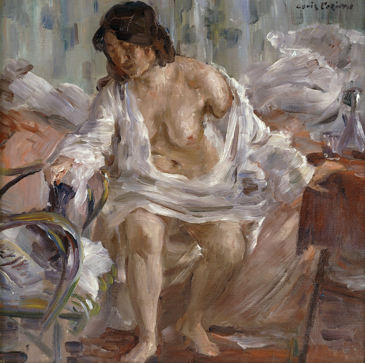 Opstaan; Beim Aufstehen, 1910 door Lovis Corinth