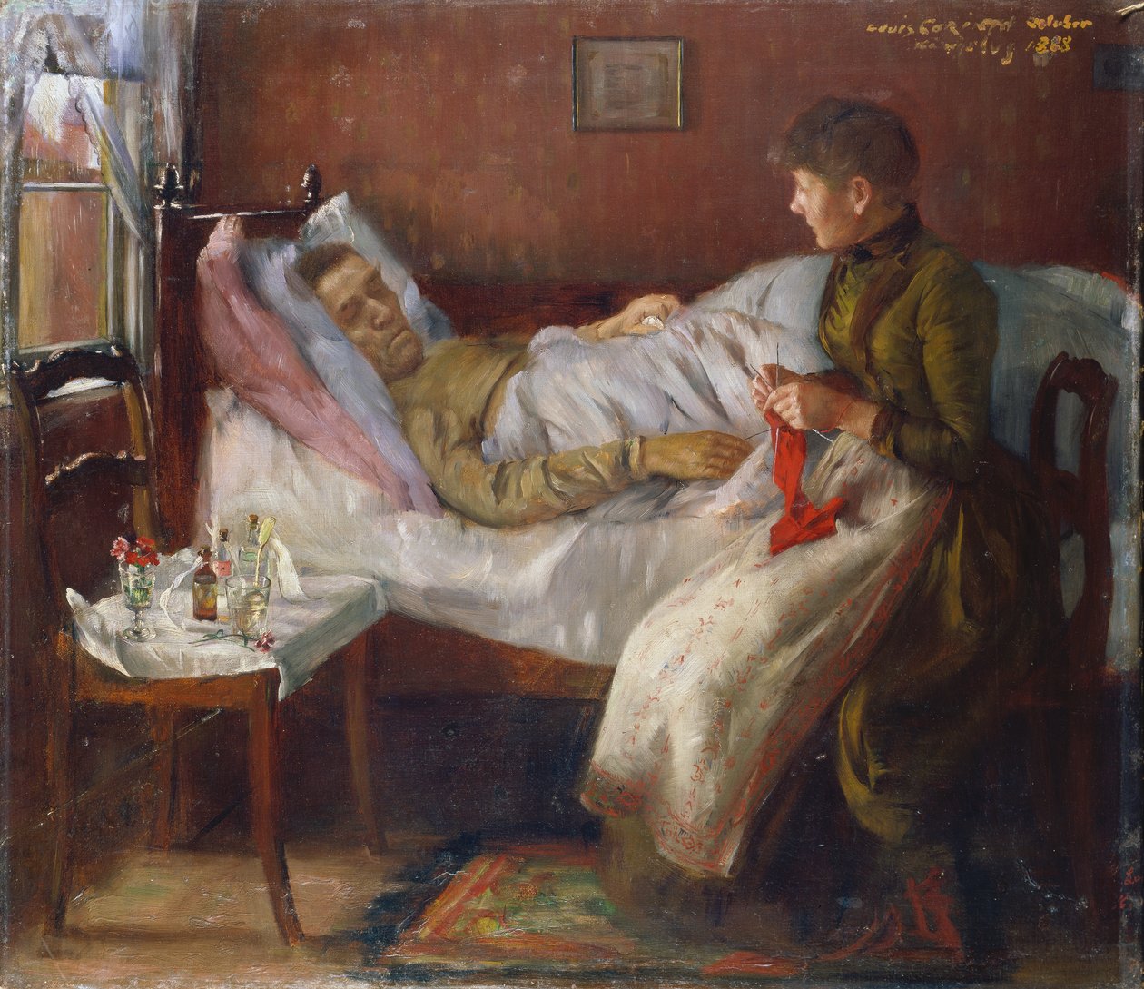 De vader van de kunstenaar op zijn ziekbed door Lovis Corinth