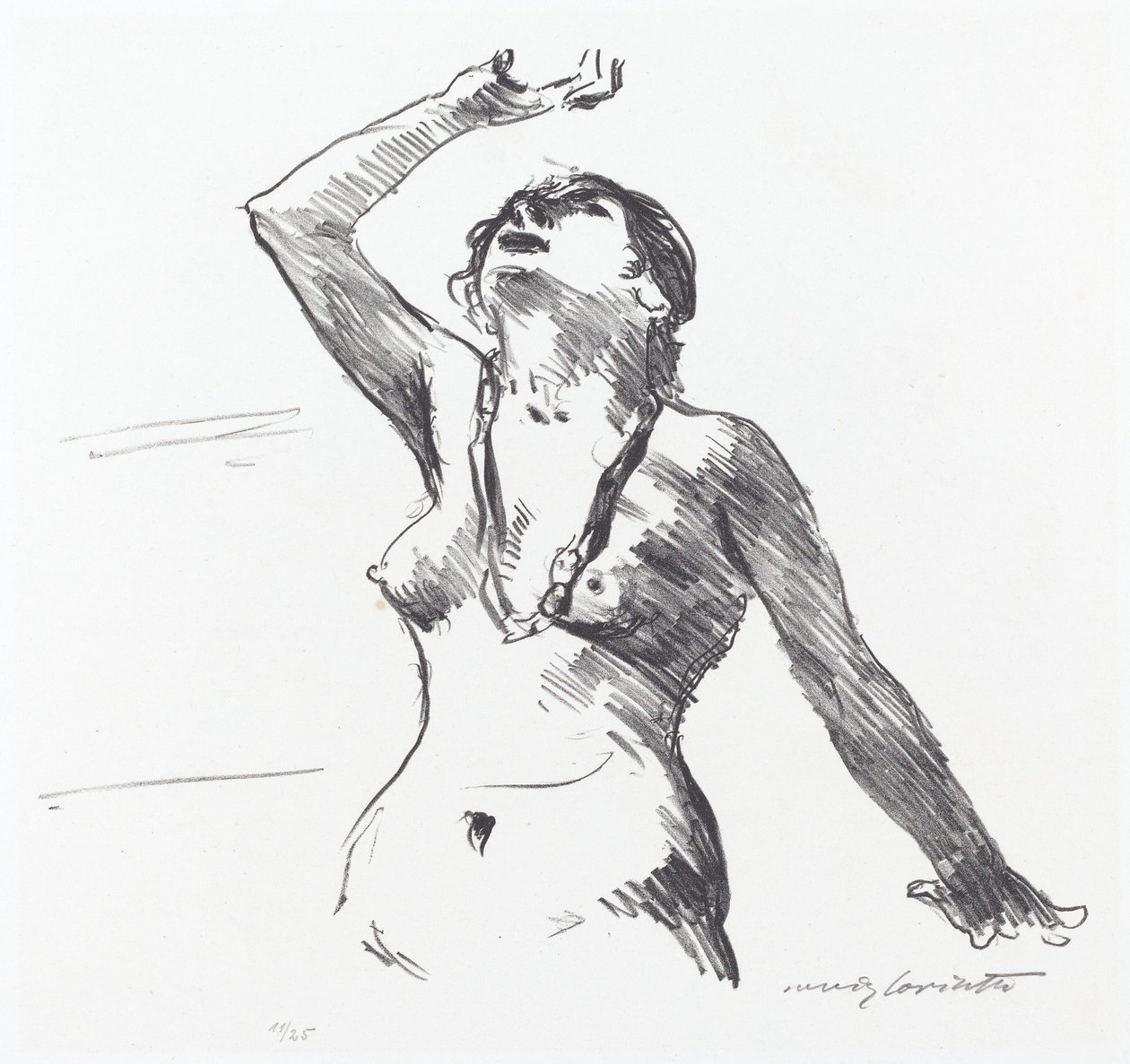 Vrouwelijk naakt dat zichzelf verdedigt, 1913 door Lovis Corinth
