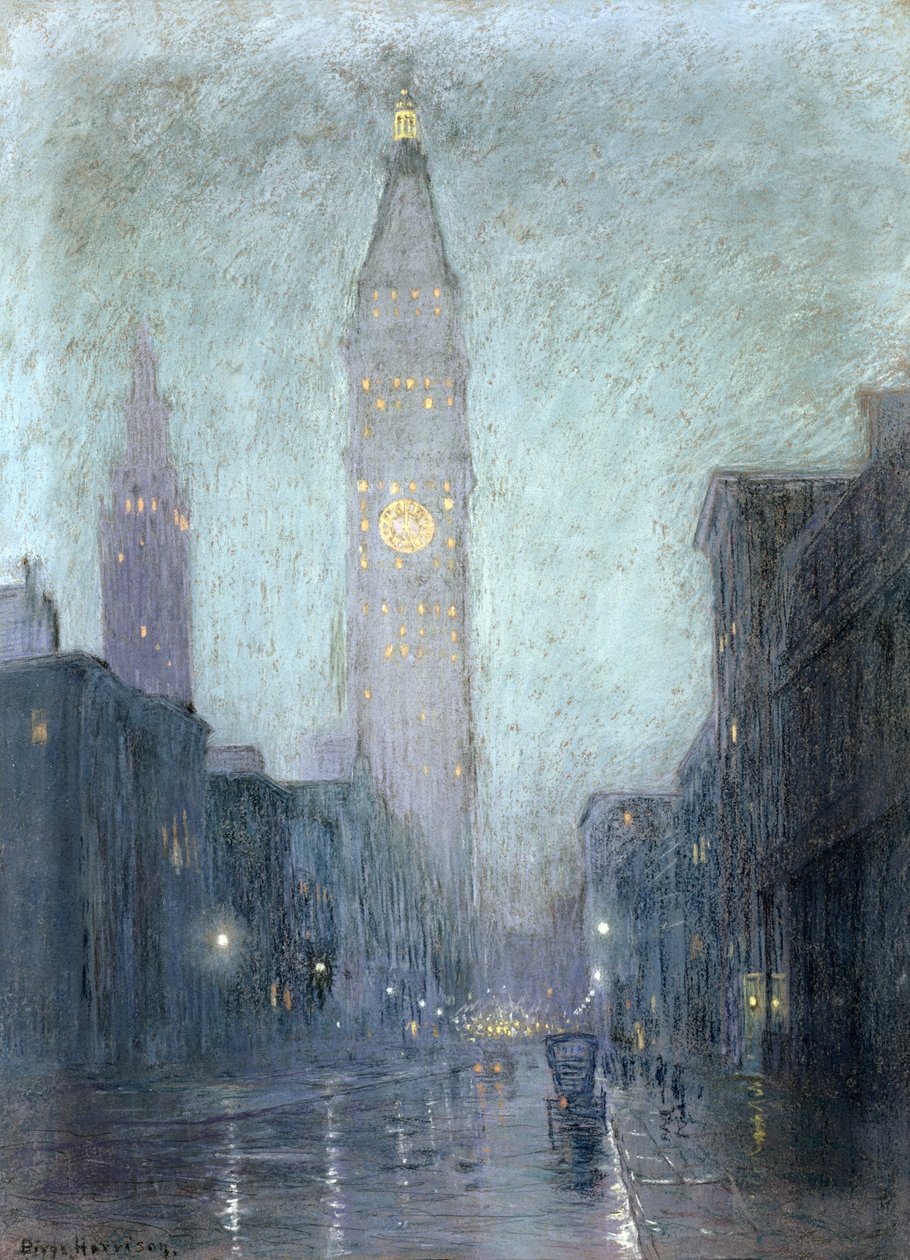 Madison Avenue bij Schemering door Lowell Birge Harrison