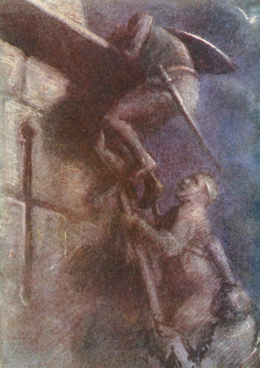 Illustratie voor verhalen over de kruistochten (kleurenlitho) door Lowes Dalbiac Luard