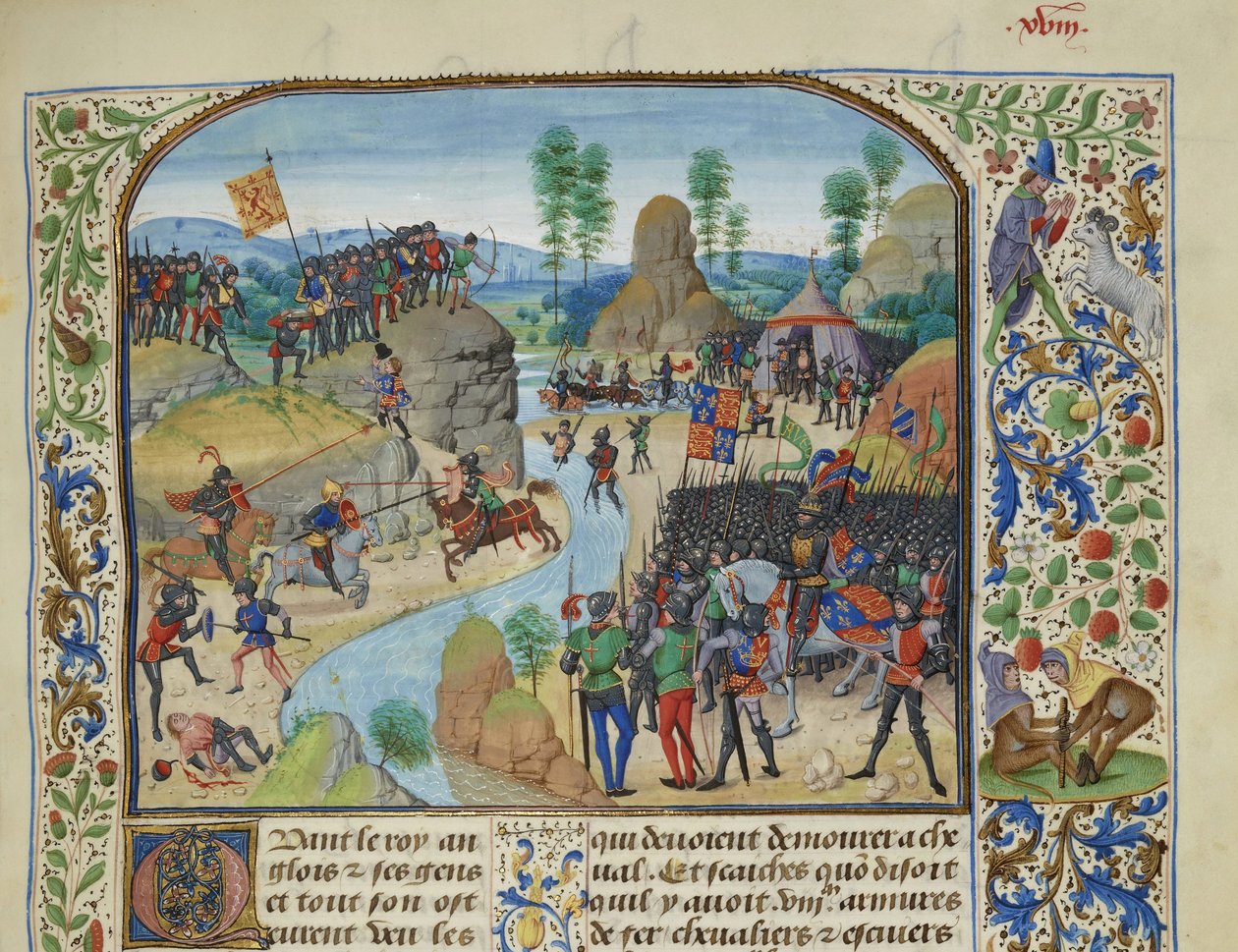 Anglo-Schotse Oorlog: de Engelsen steken de Tyne over, ca. 1470-1475 door Loyset Liedet