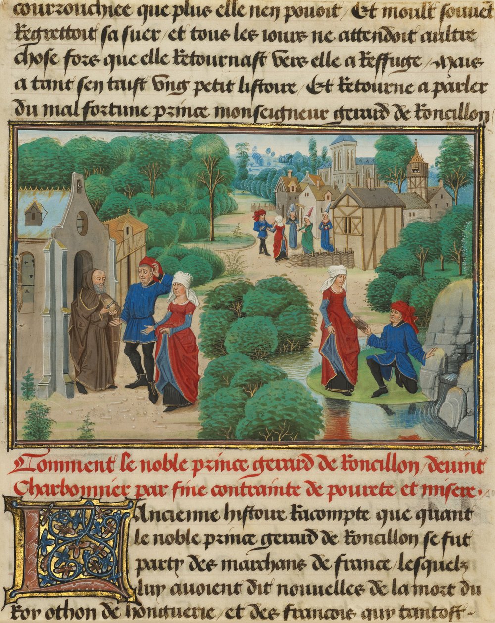 Gerard en Bertha vinden voedsel in een hermitage door Loyset Liedet