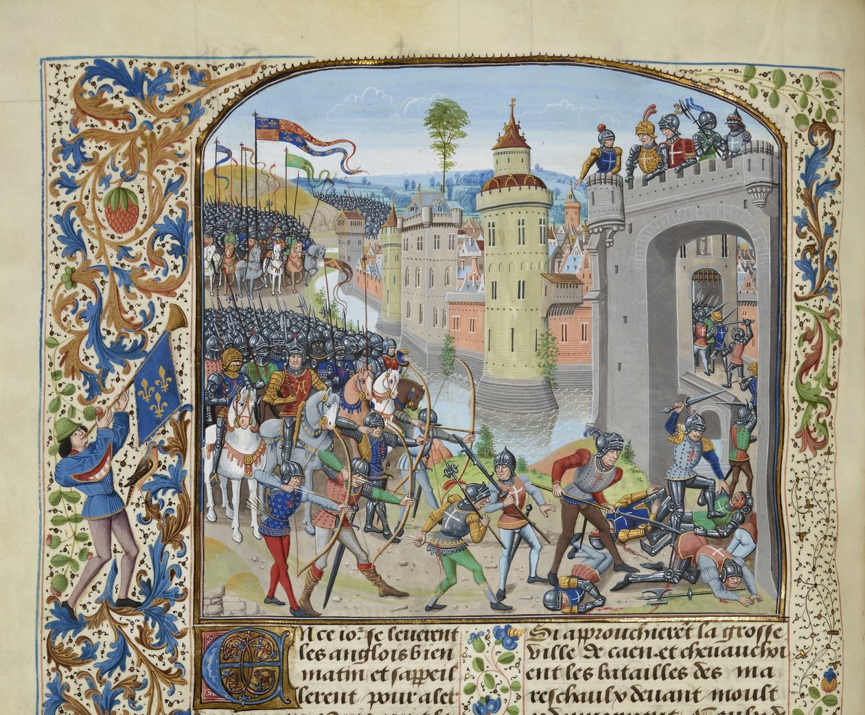 De Slag bij Caen in 1346, ca. 1470-1475 door Loyset Liedet