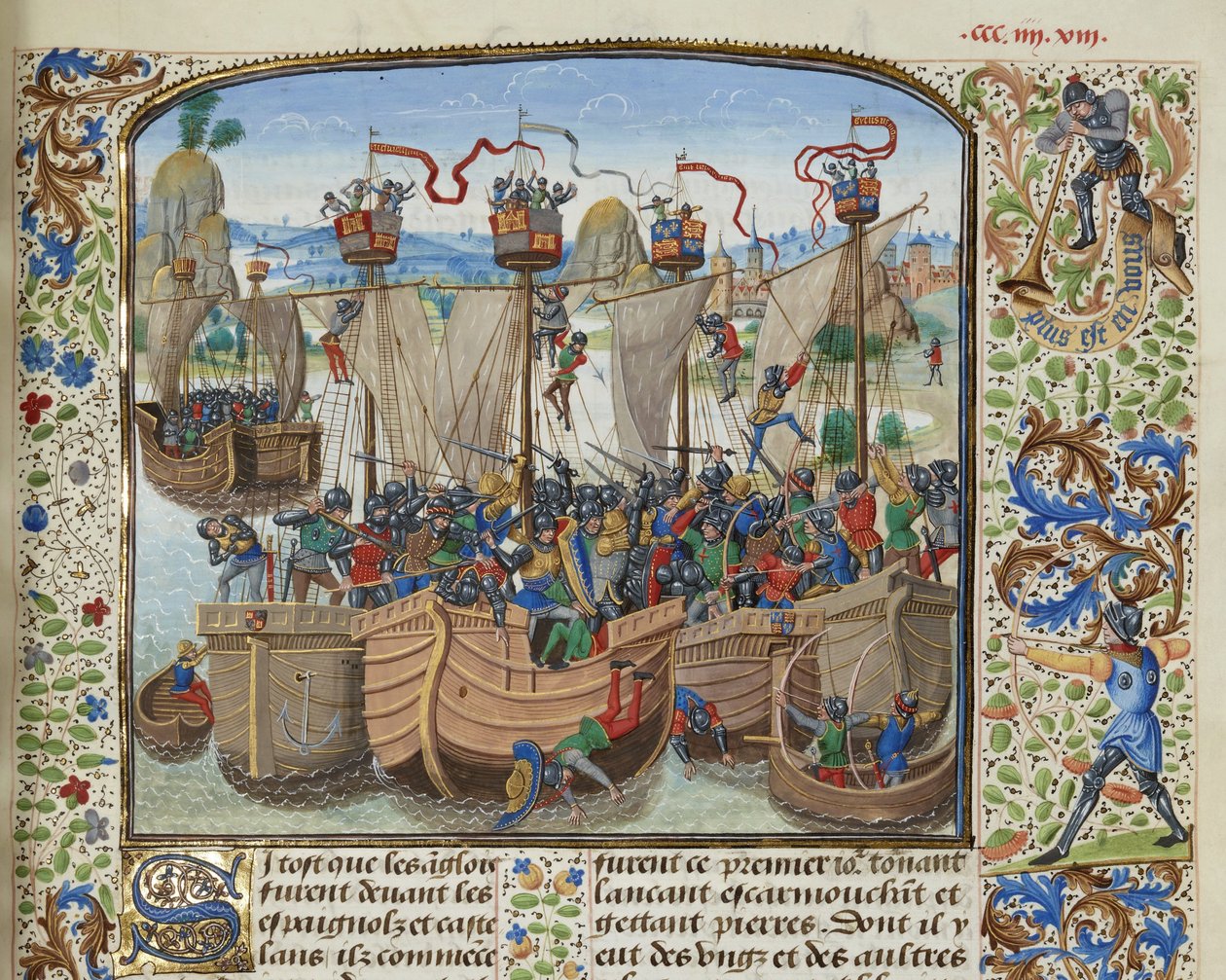 De Slag bij La Rochelle, 1372, ca. 1470-1475 door Loyset Liedet