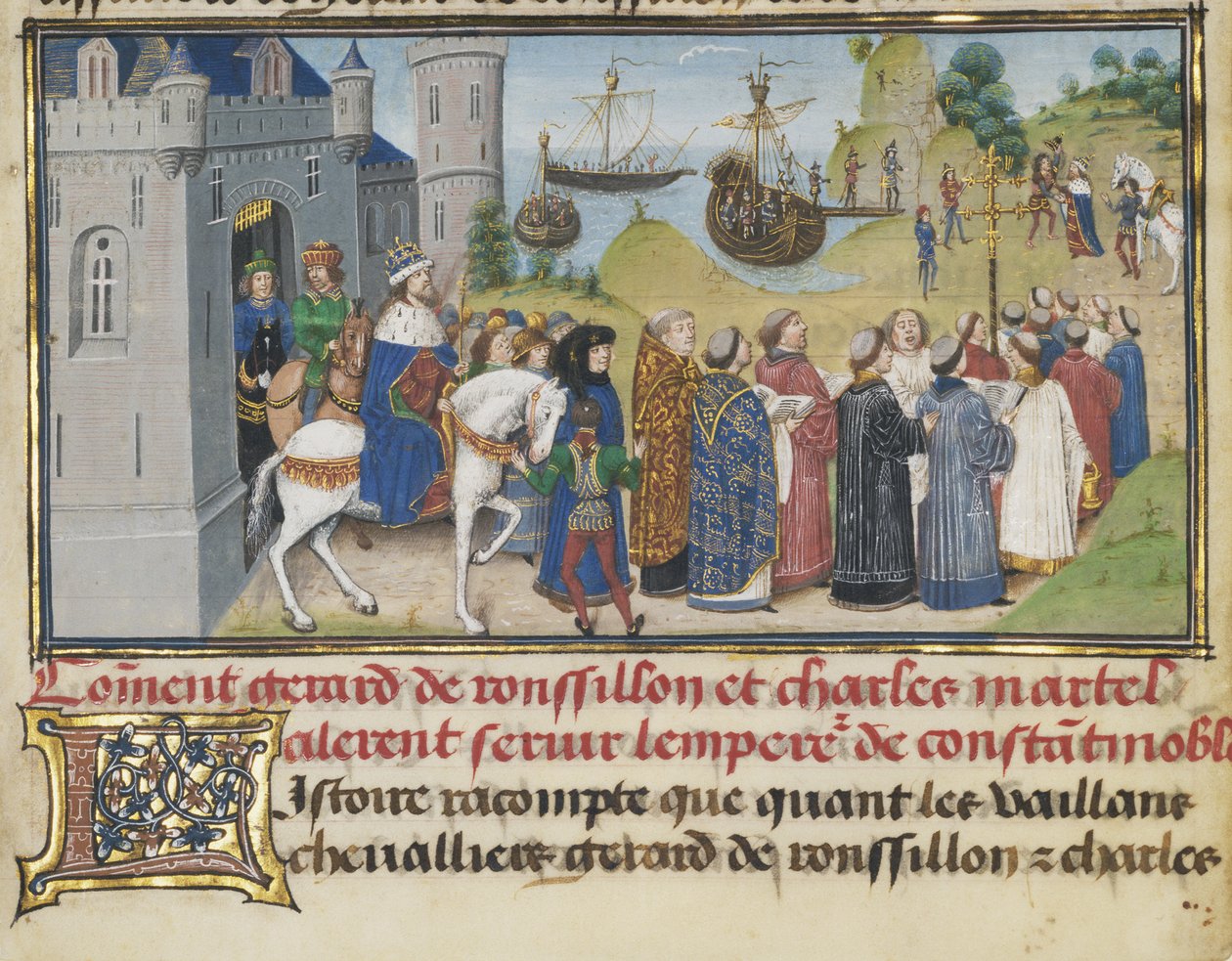 De Byzantijnse Keizer Verwelkomt Roussillon en Martel door Loyset Liedet