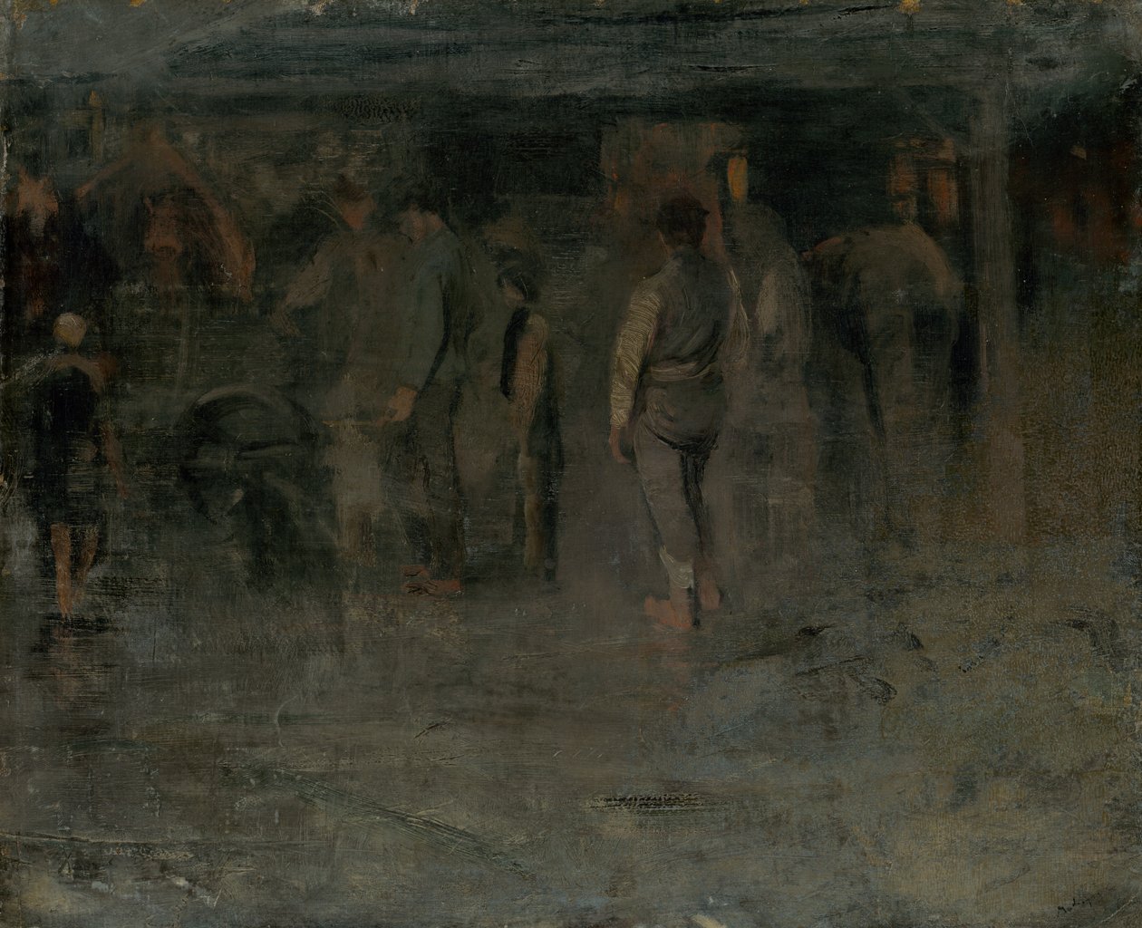 Somber Kermis II (Schets van een Groep Mannen) door Laszlo Mednyanszky
