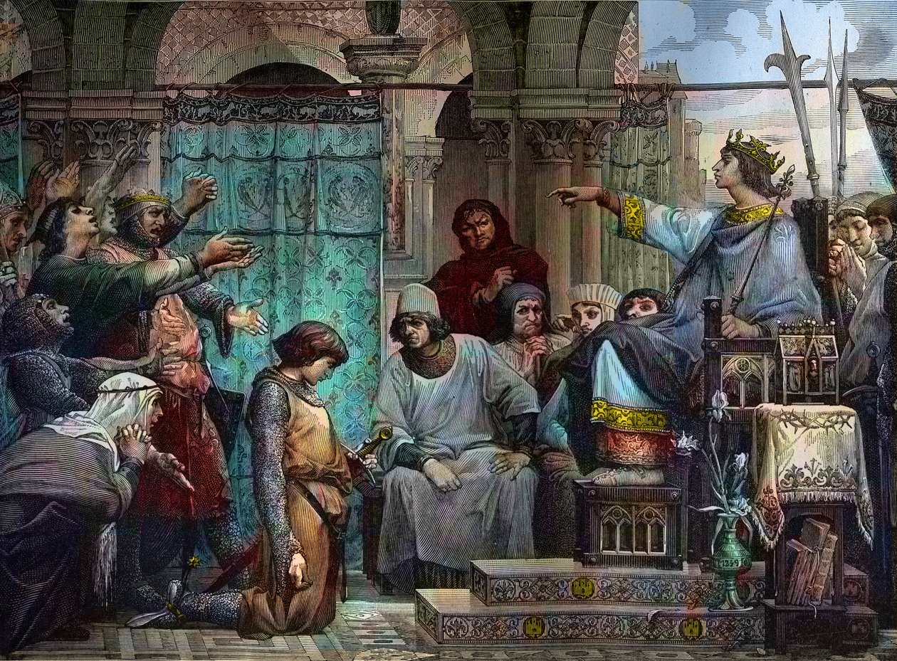 Saint Louis veroordeelt Enguerrand IV de Coucy (1220-1310) - Saint Louis straft Enguerrand IV van Coucy door Luc Oliver Merson