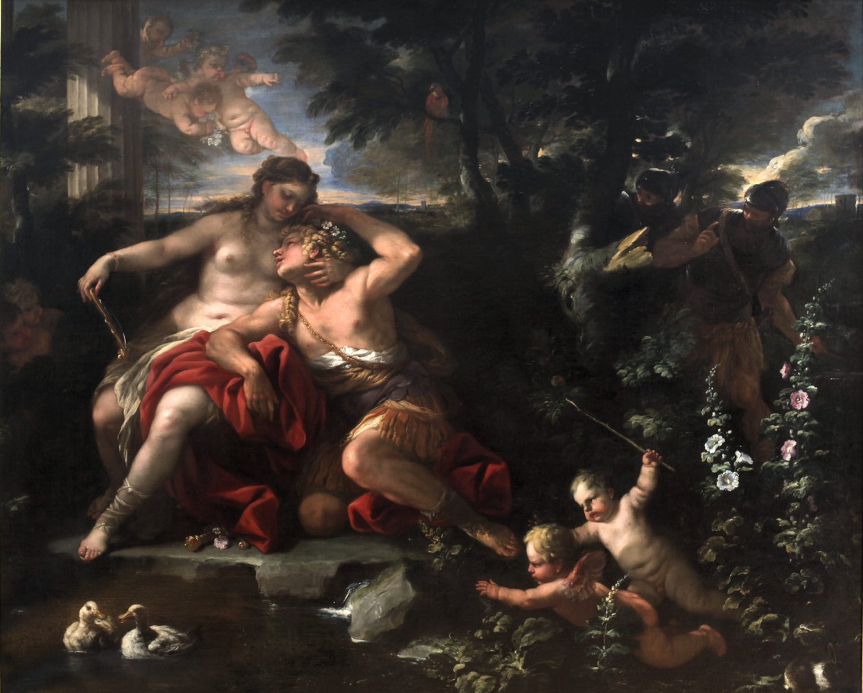 Renaud en Armide ontdekt door de ridders door Luca Giordano