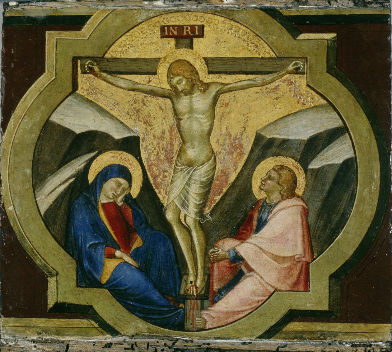 Christus aan het Kruis met Heiligen Maria en Johannes, ca.1370 door Luca di Tommè