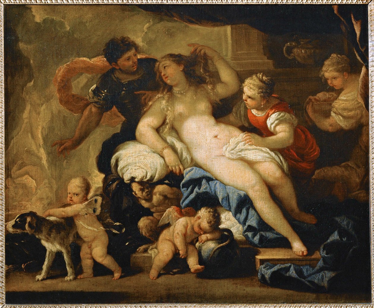 Mars et Venus dans la forge de Vulcain - Mars en Venus in de smederij van Vulcanus ... door Luca (circle of) Giordano