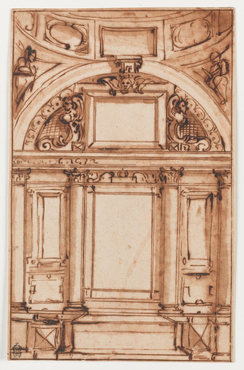 Een architectonische studie door Luca Cambiaso