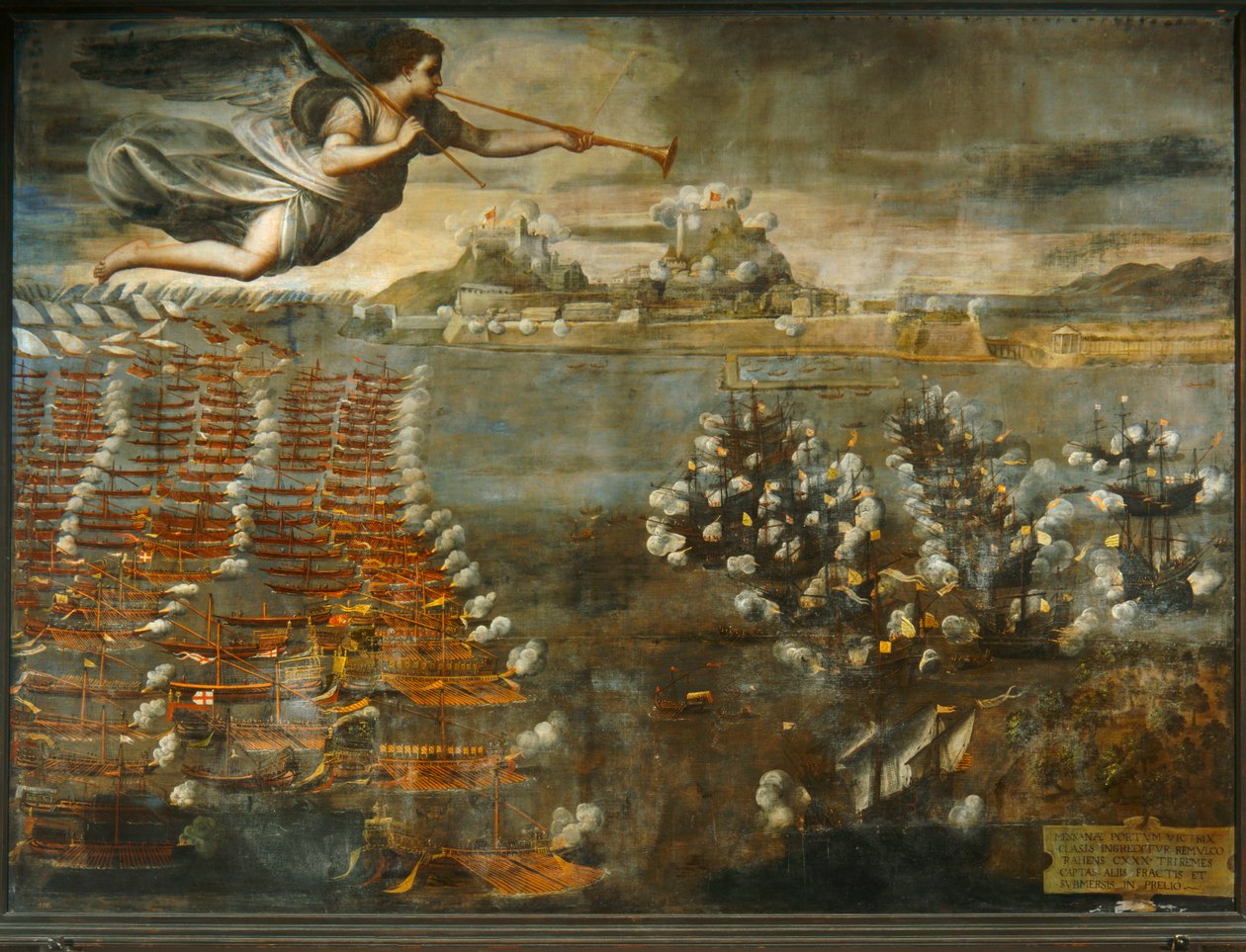 Scène van de Slag bij Lepanto ... door Luca Cambiaso